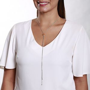 Colar Gravatinha com Zircônia "Citrino"