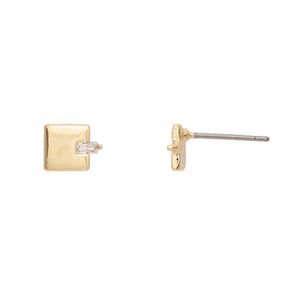 Brinco de chapa lisa com detalhe em zircônia