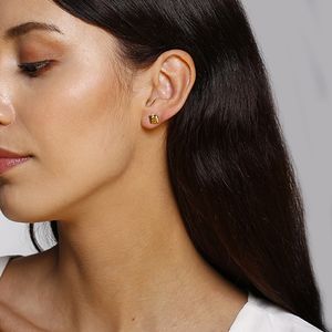 Brinco de chapa lisa com detalhe em zircônia