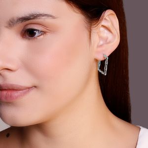 Brinco Argola Geométrica De "Bambu"