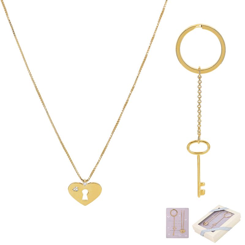 Conjuntocolarechaveirodecoracaocadeadoemzirconia