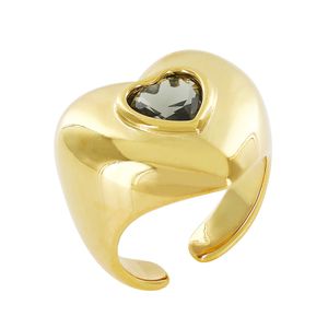 Anel Ajustável de Coração em Pedra de Vidro