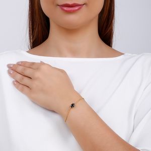 Pulseira pedra de vidro preta