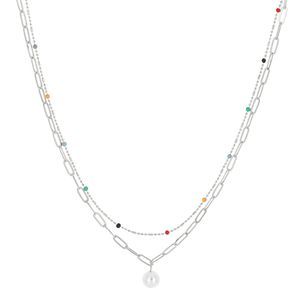 Colar Duplo Multicolorido com Pérola