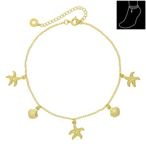 Tornozeleira de Estrelas Do Mar e Conchas