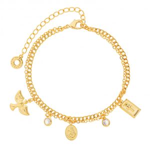 Pulseira com Pingentes Religiosos