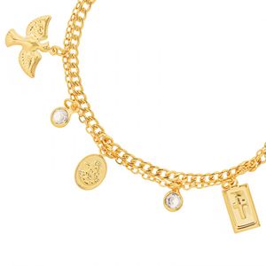 Pulseira com Pingentes Religiosos